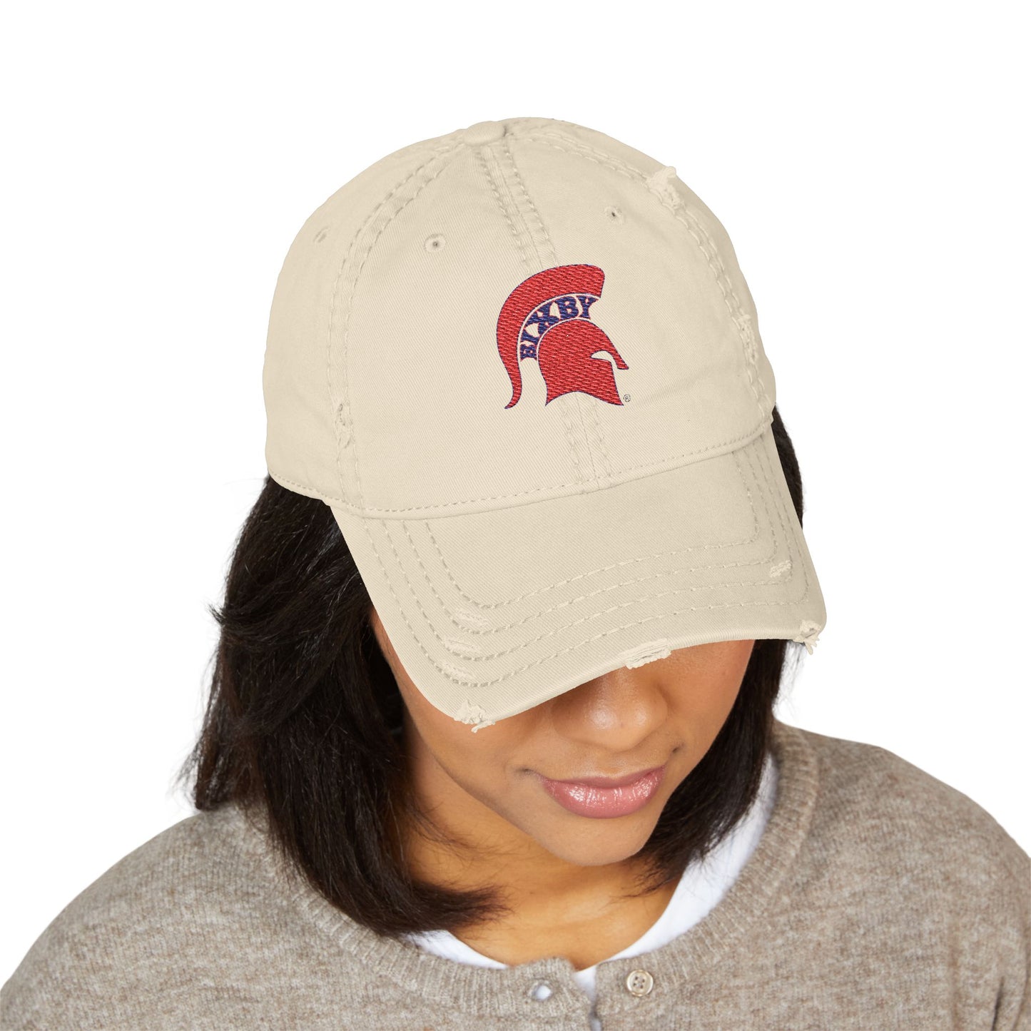 Spartan Red Logo Embroidered Distressed Classic Ballcap