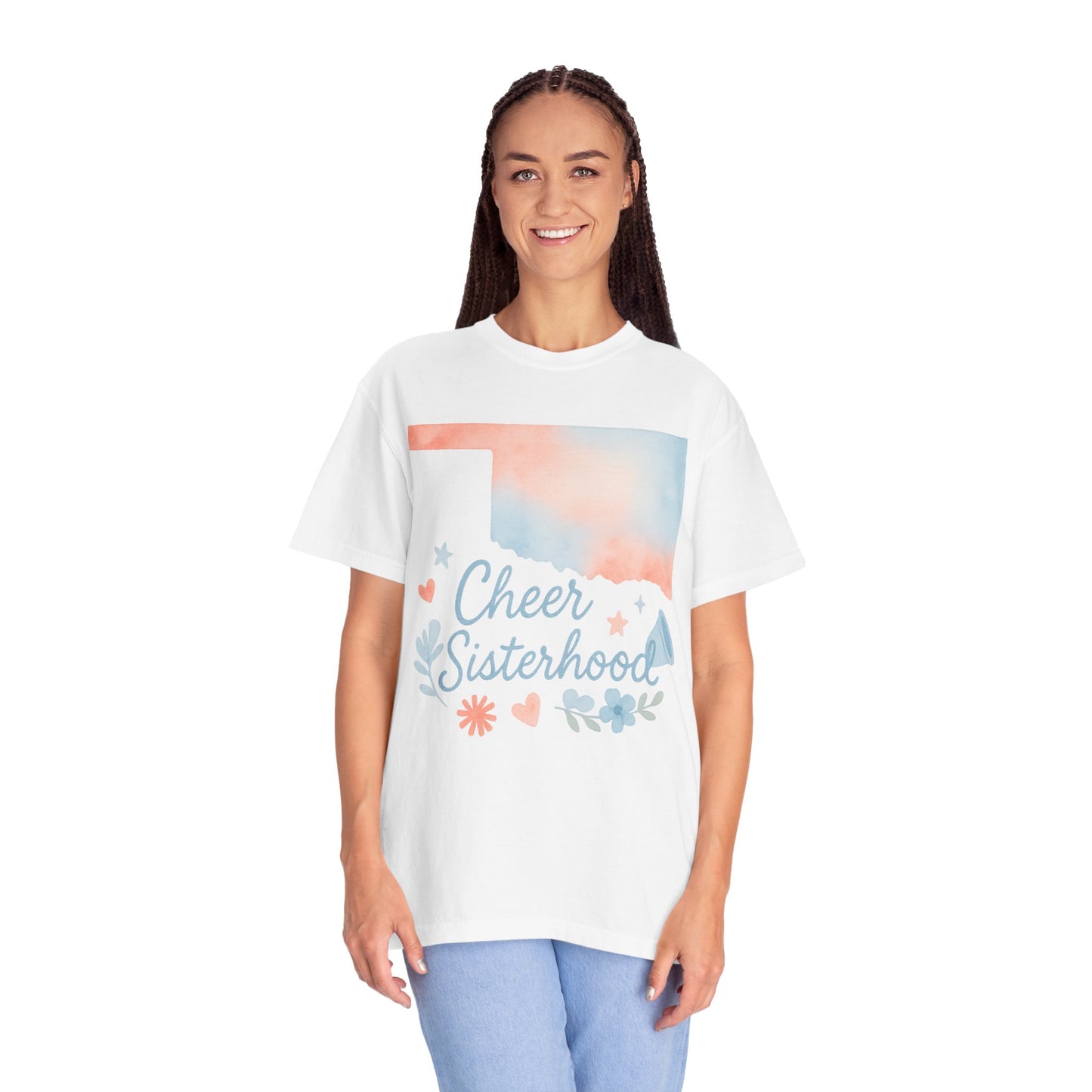 Cheer Sisterhood Bixby OK Watercolor Comfort Colors Tee