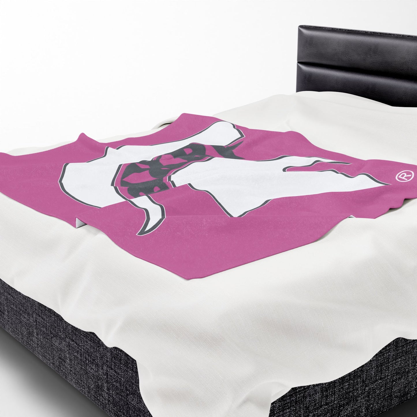 Spartan White Logo Velveteen Plush Pink Blanket