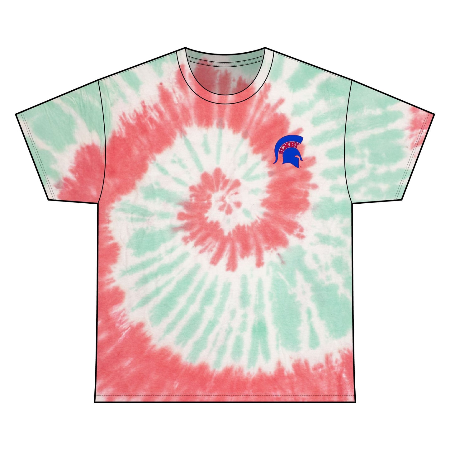 Bixby Spartan Small Blue Logo Tie-Dye Gildan Tee