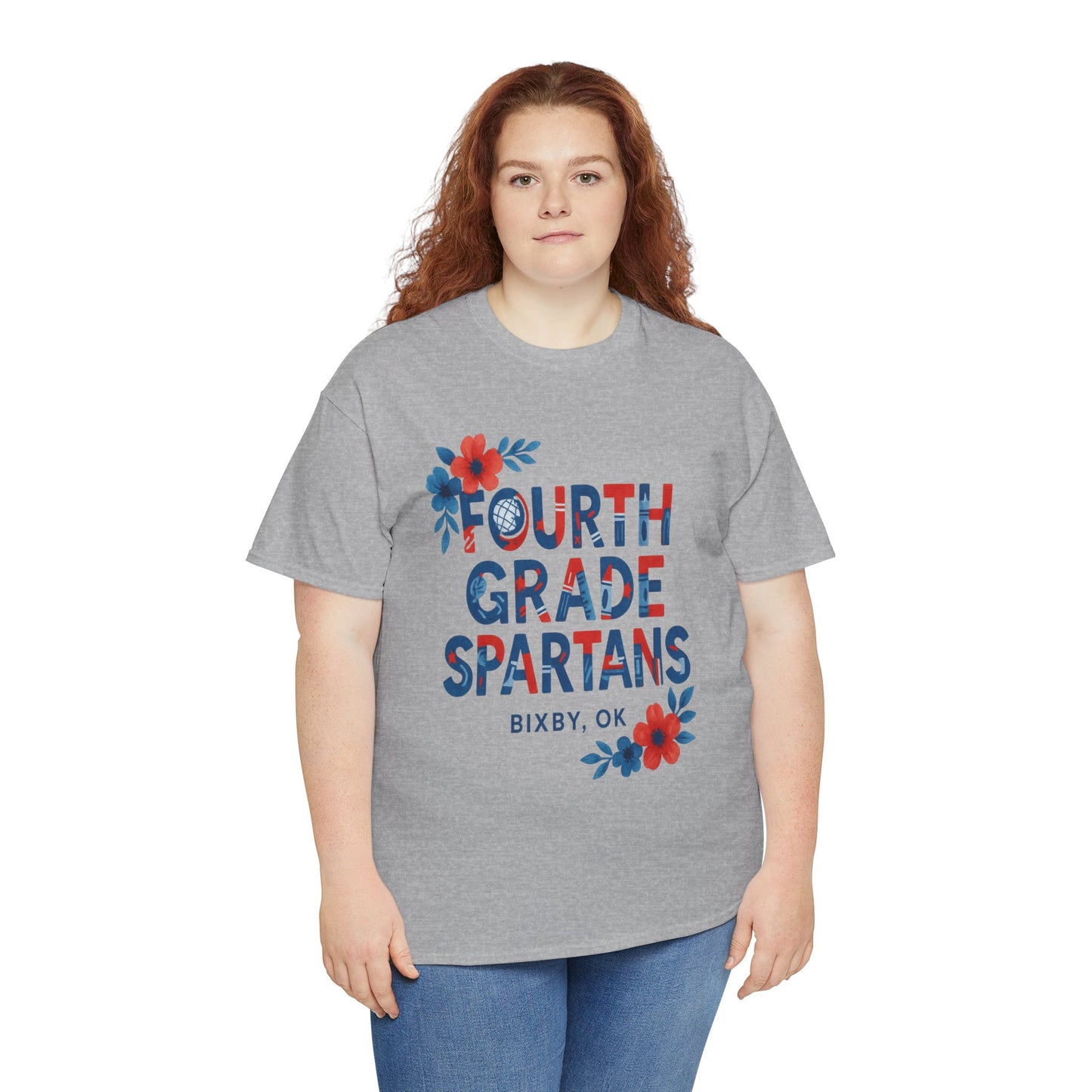 Floral Fourth Grade Spartan Gildan Tee