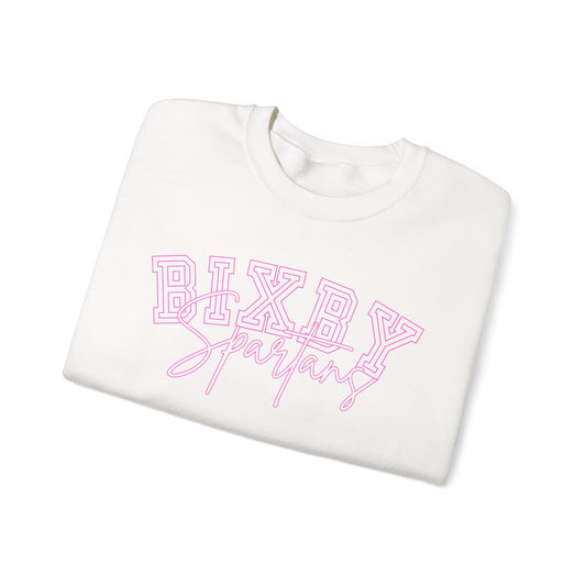 Bixby Spartans Pink Outline Gildan Sweatshirt