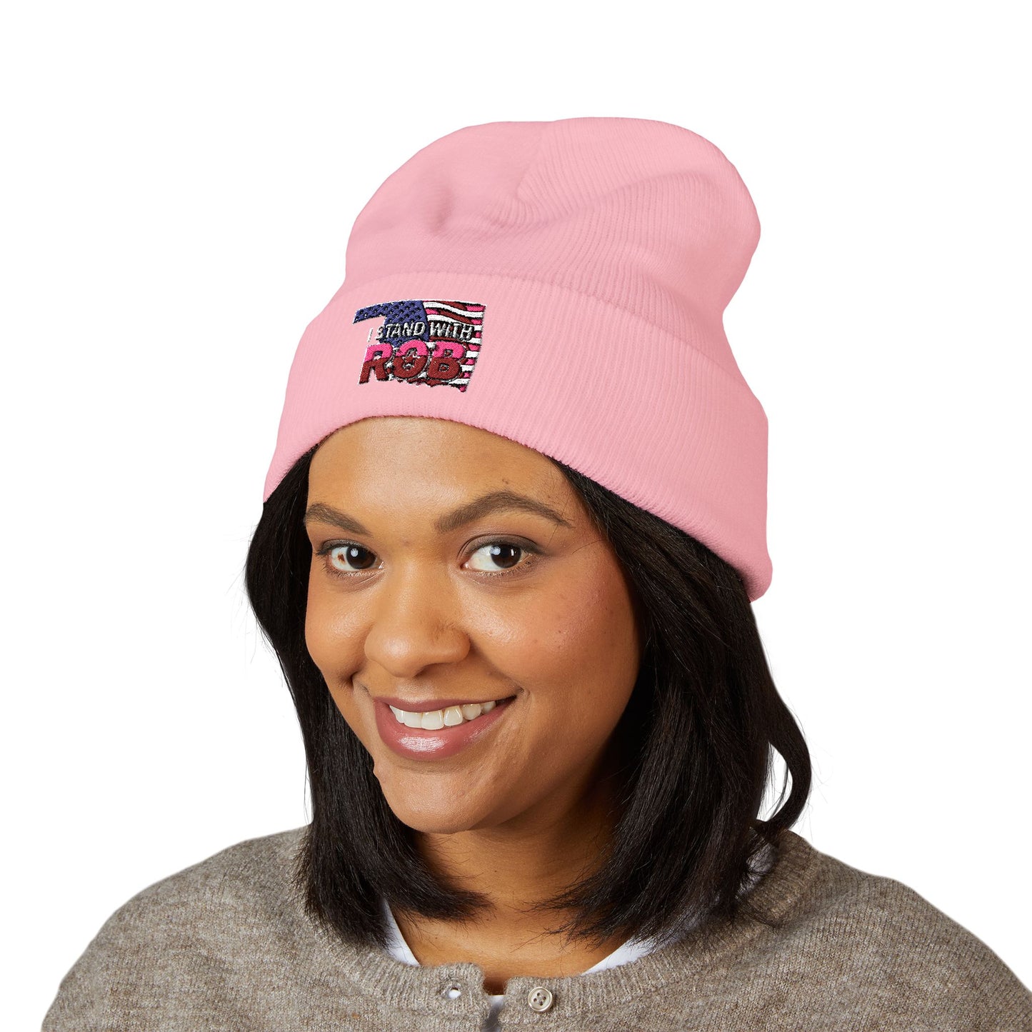 American Flag - I Stand With Rob Embroidered Beanie