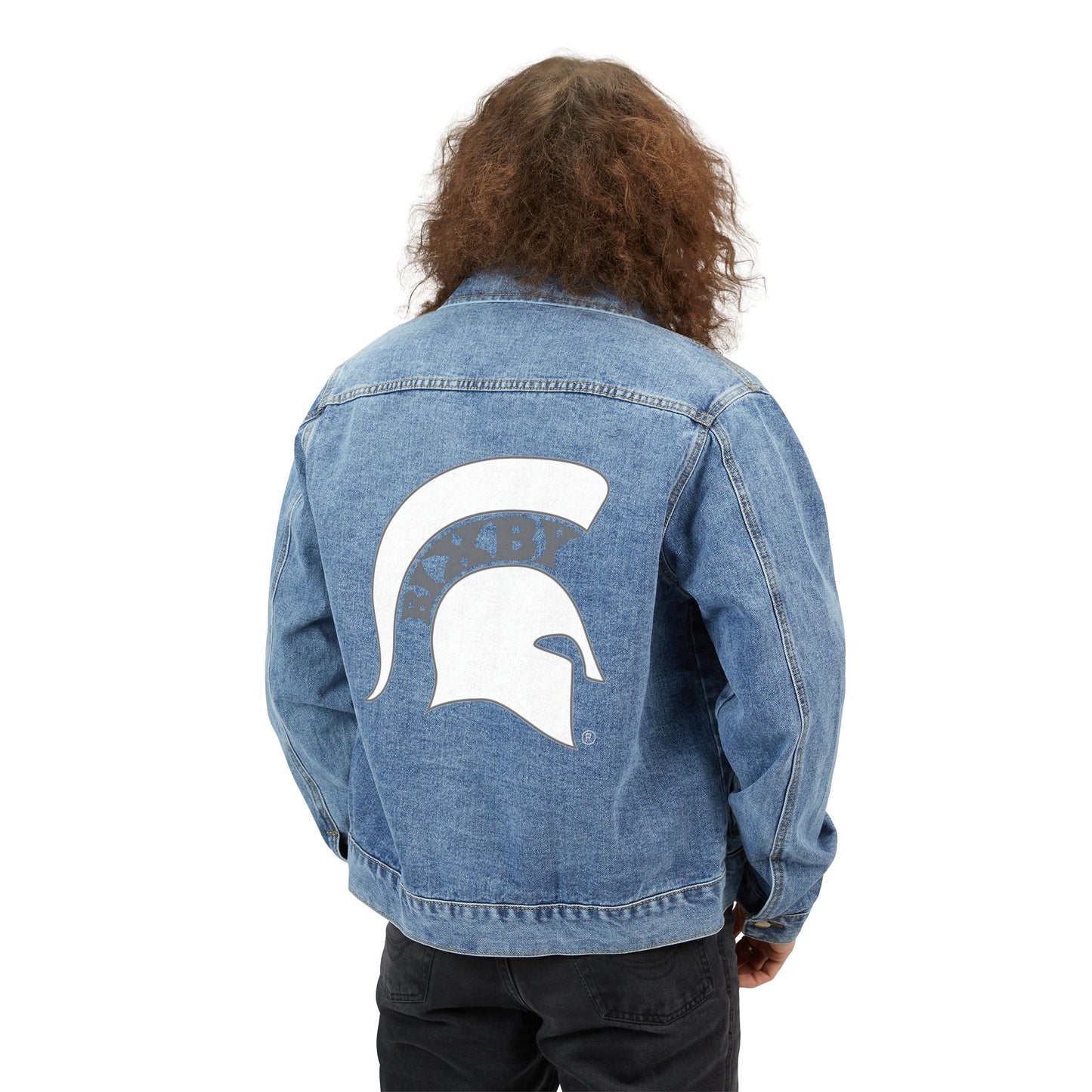 Men's Denim Jacket Spartan White Logo