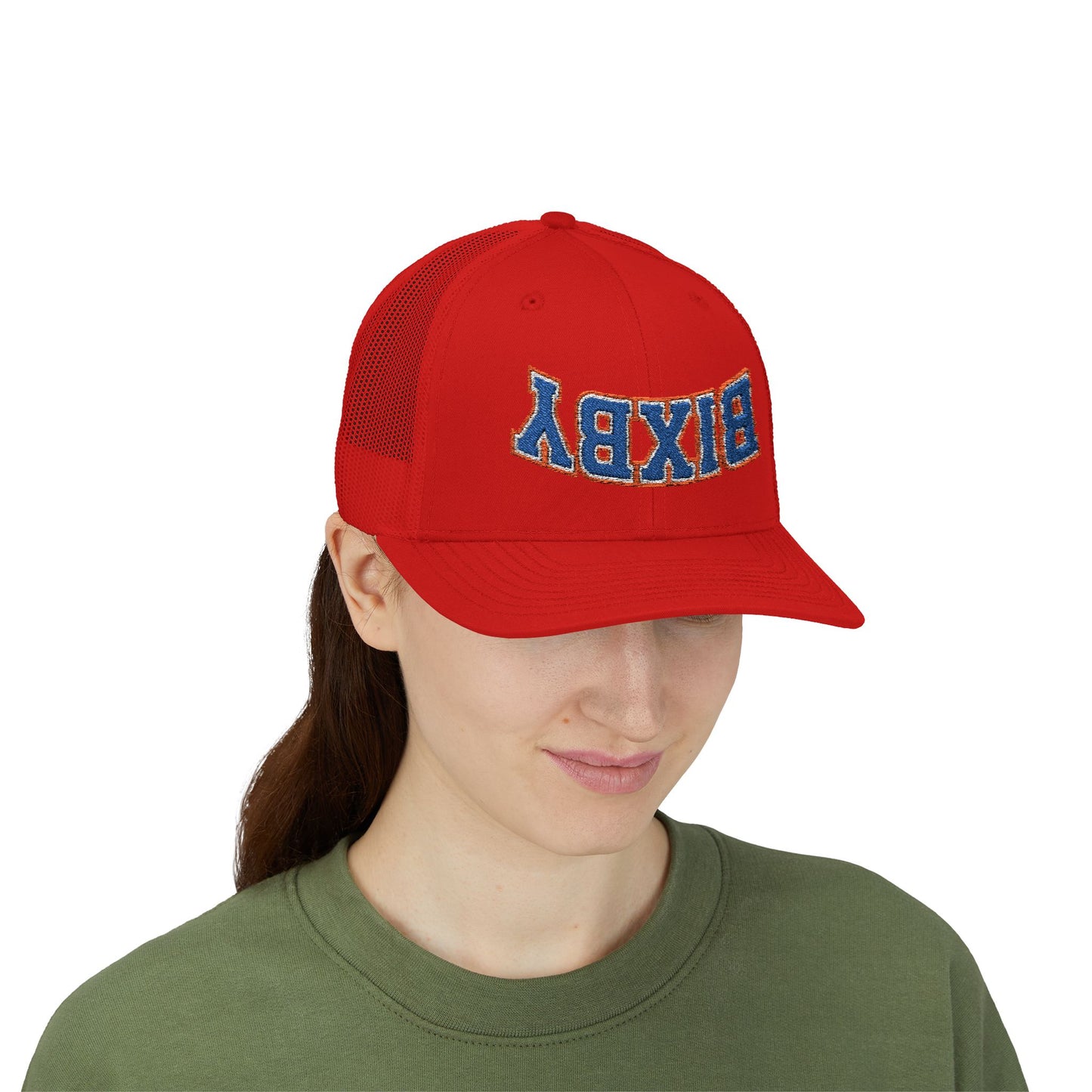 Upside-Down Embroidered Bixby Trucker Snapback
