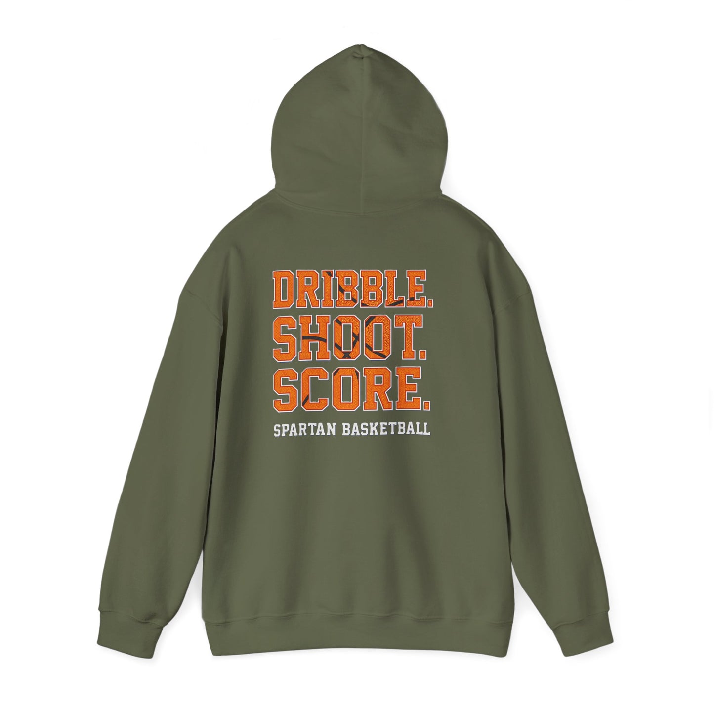 Dribble. Score. Shoot. Spartan Basketball Gildan Hoodie