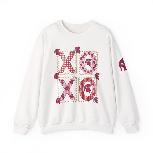 Spartan Logo Valentine XO Graphic Crewneck Sweatshirt