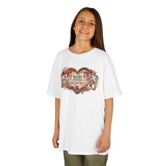 Bixby Spartans Youth Valentine's Vintage Heart Gildan Tee
