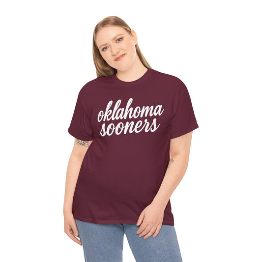 Sooners White on Standard Gildan Shirt