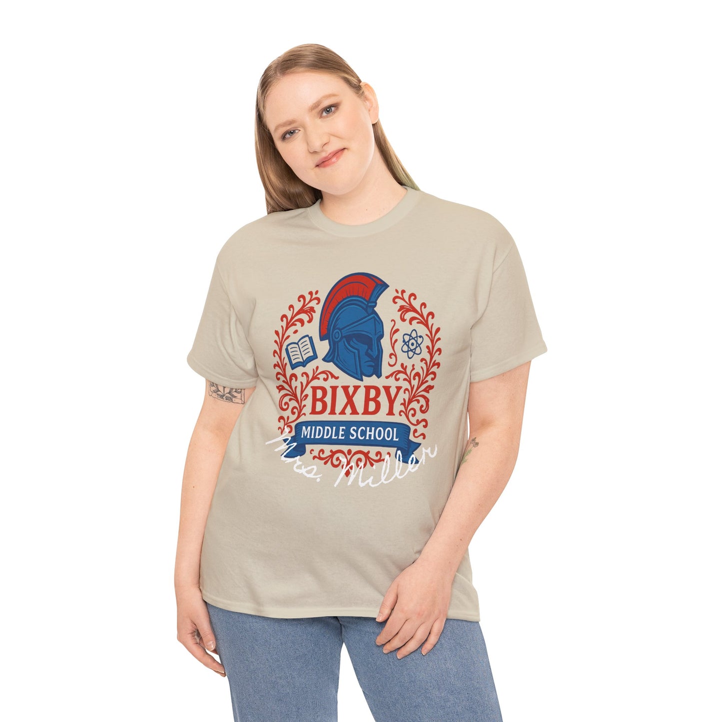 Floral Personalized Bixby Middle School Spartan Gildan Tee