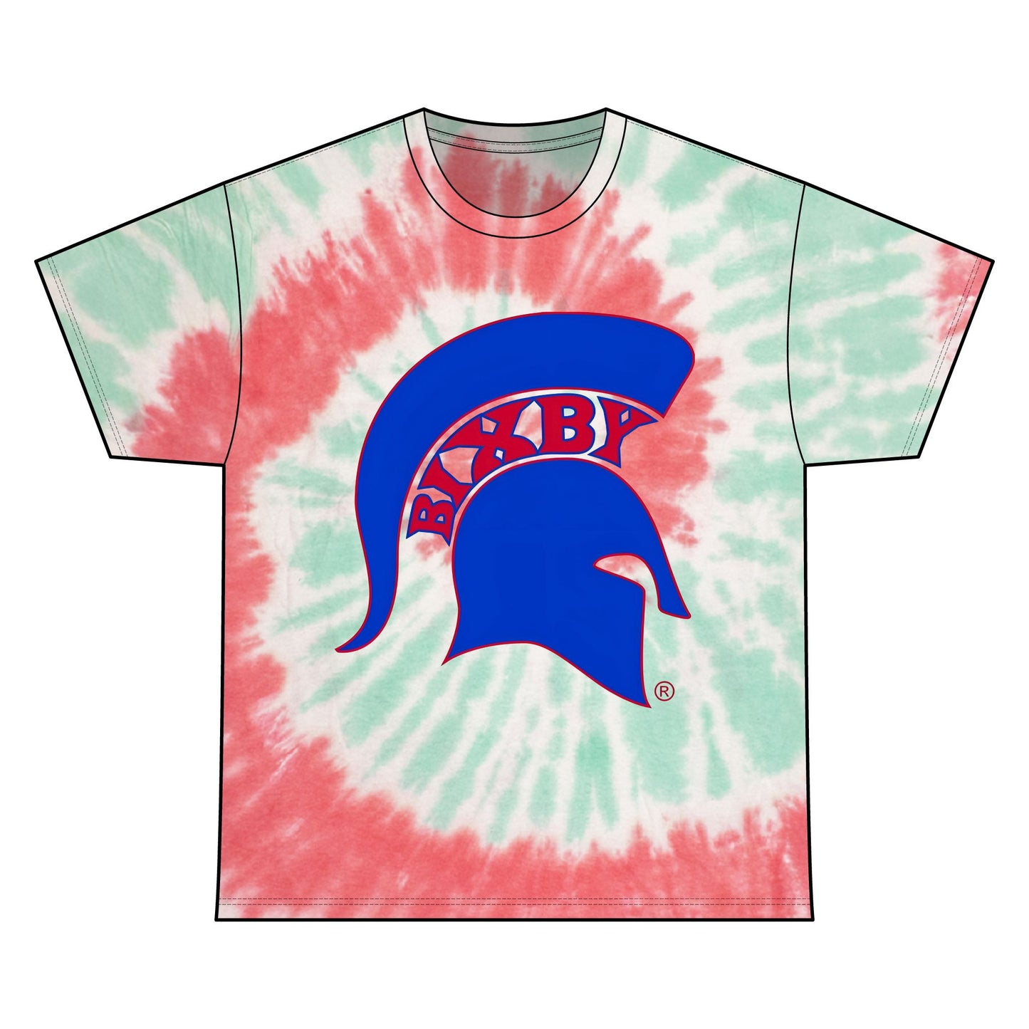 Bixby Spartan Blue Logo Tie-Dye Gildan Tee