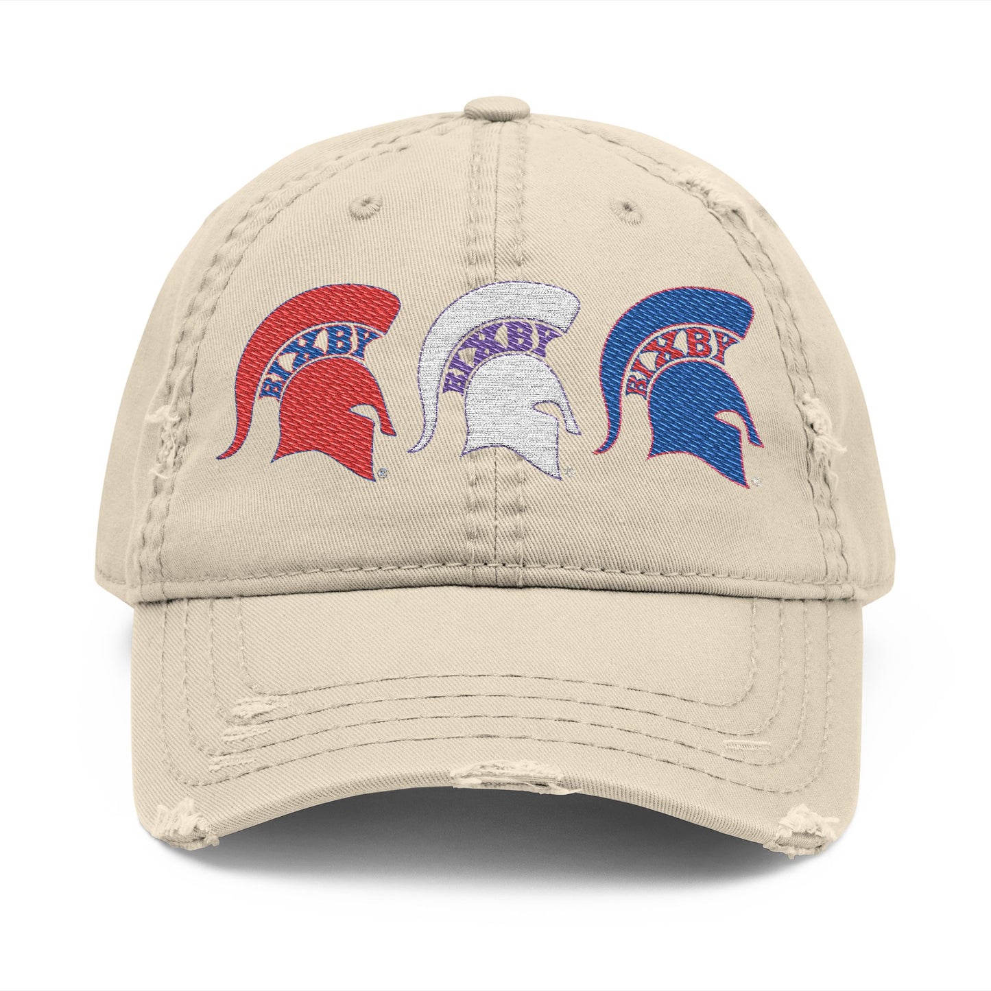 Bixby Spartan Red, White and Blue Embroidered Distressed Ballcap