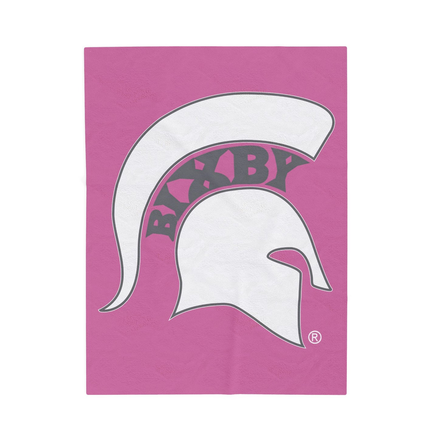 Spartan White Logo Velveteen Plush Pink Blanket