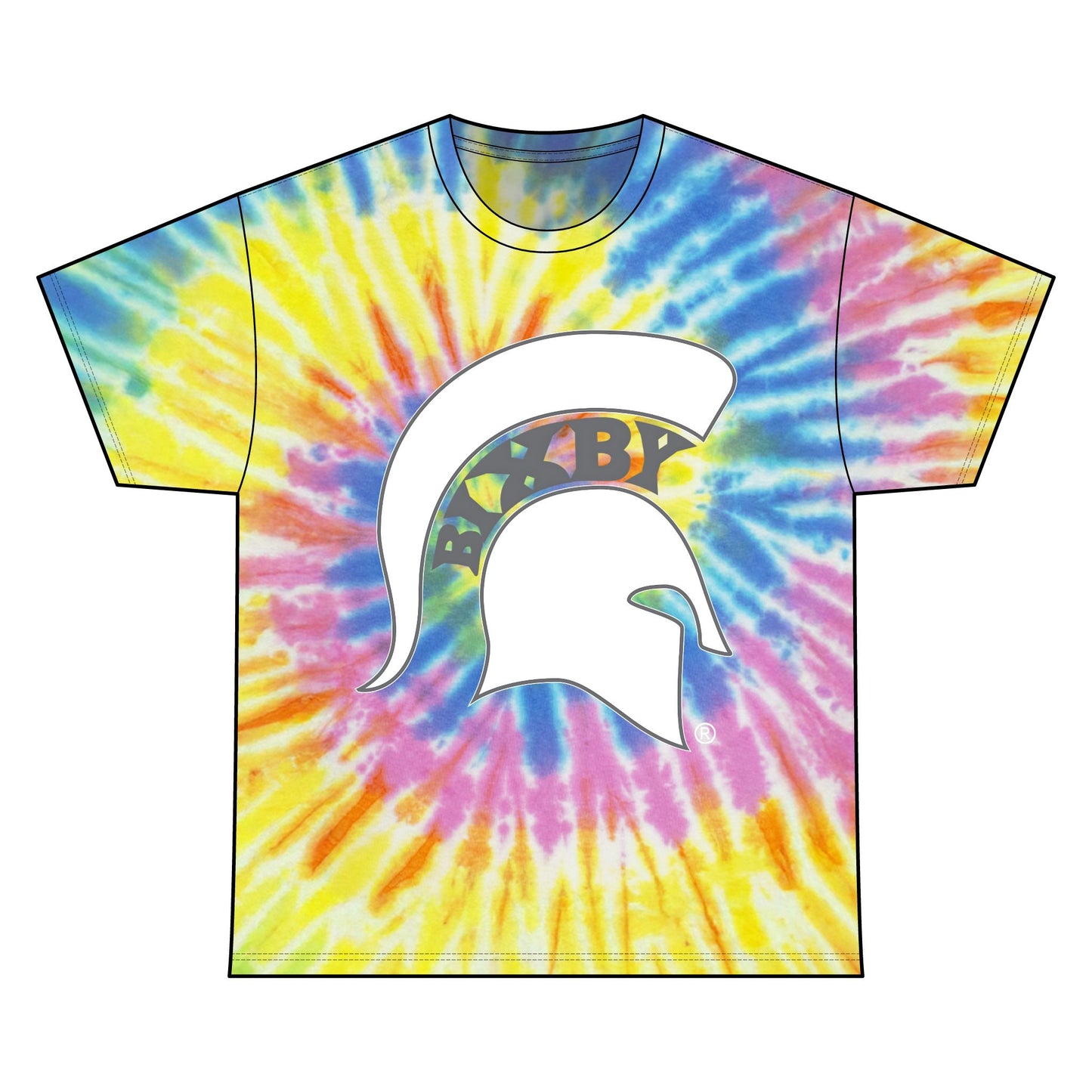 Bixby Spartan White Logo Tie-Dye Gildan Tee