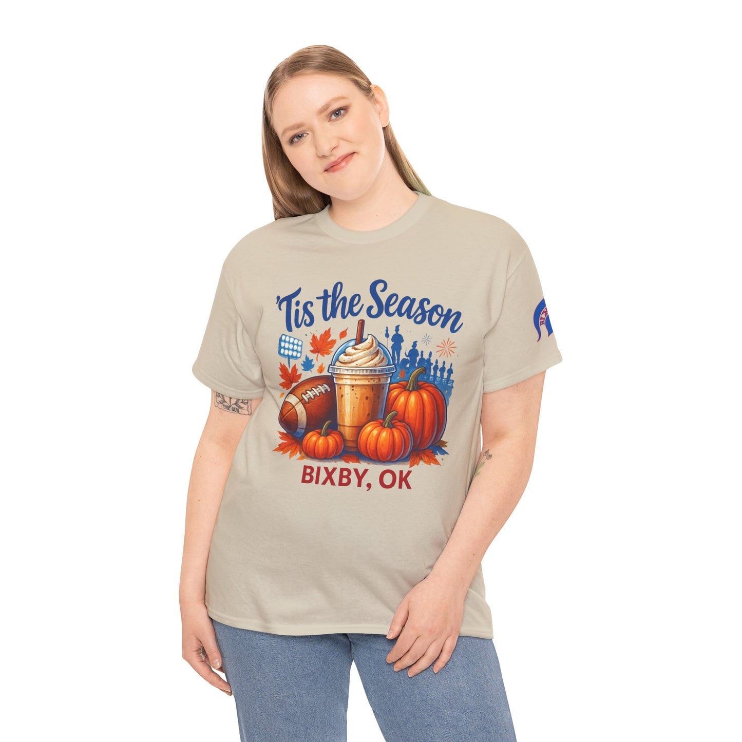 Bixby Football Mom Pumpkin Spice Vibes Gildan Tee
