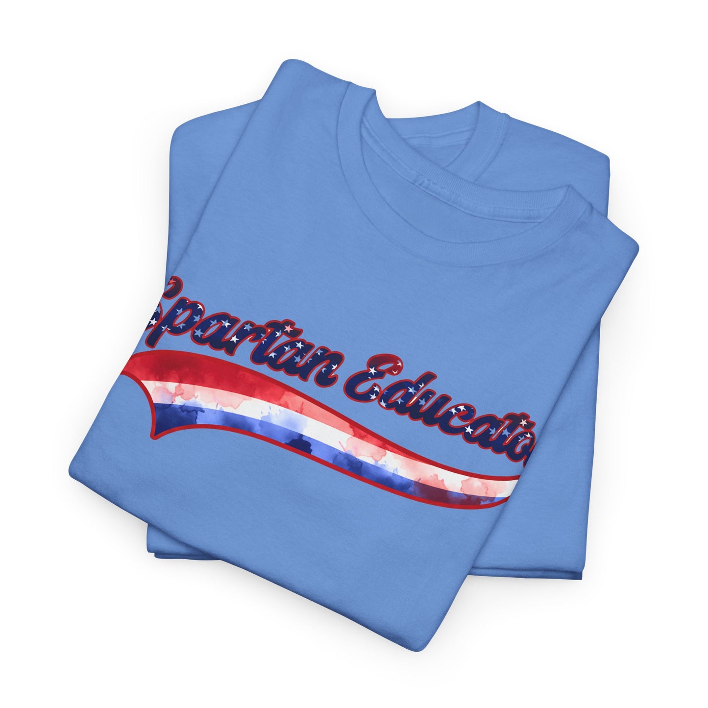 Spartan Educator Patriotic Design Gildan Tee With Sleeve Logo