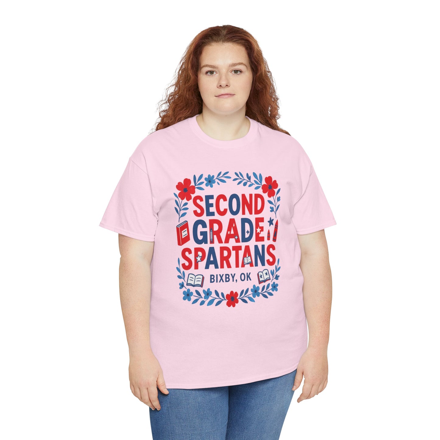 Floral Second Grade Spartan Gildan Tee
