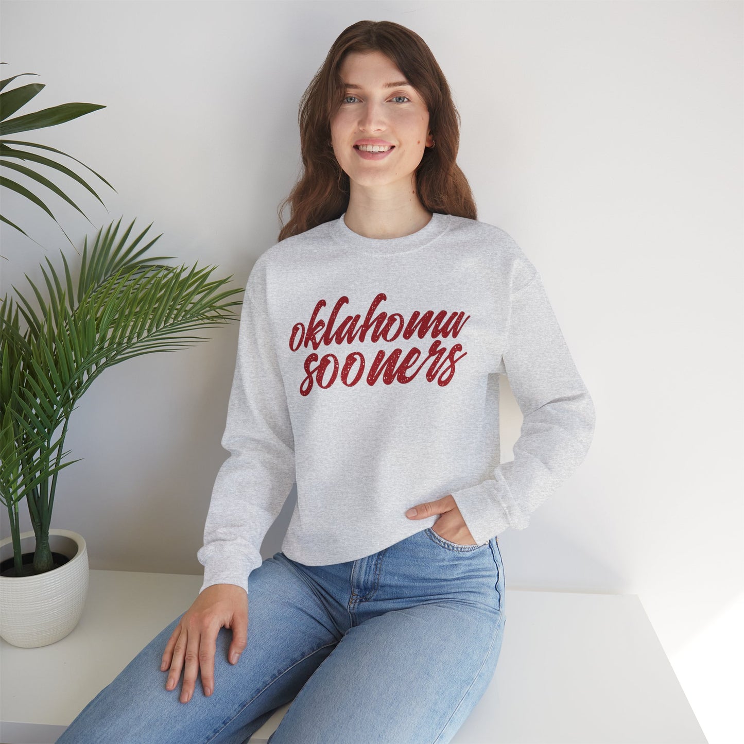 Crimson Sooners Standard Gildan Sweatshirt