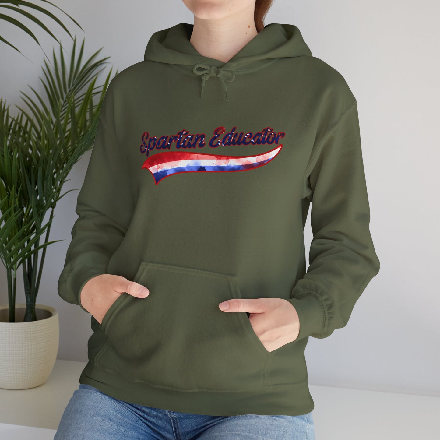 Spartan Educator Patriotic Design Gildan Hoodie