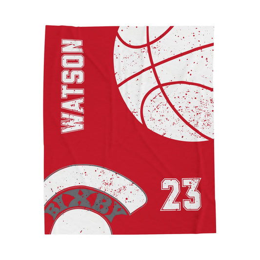 Spartan Basketball Velveteen Plush Blanket - Customized