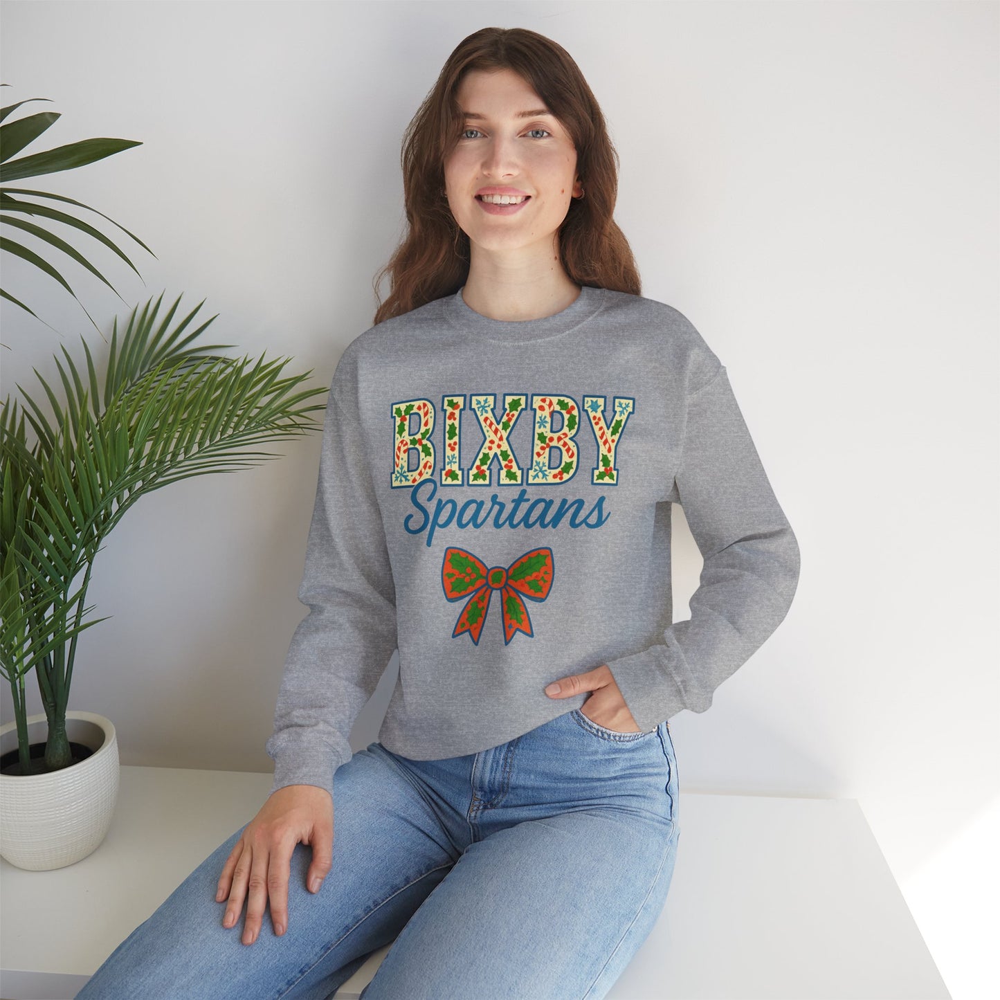 Bixby Spartans Christmas Vibes Gildan Sweatshirt