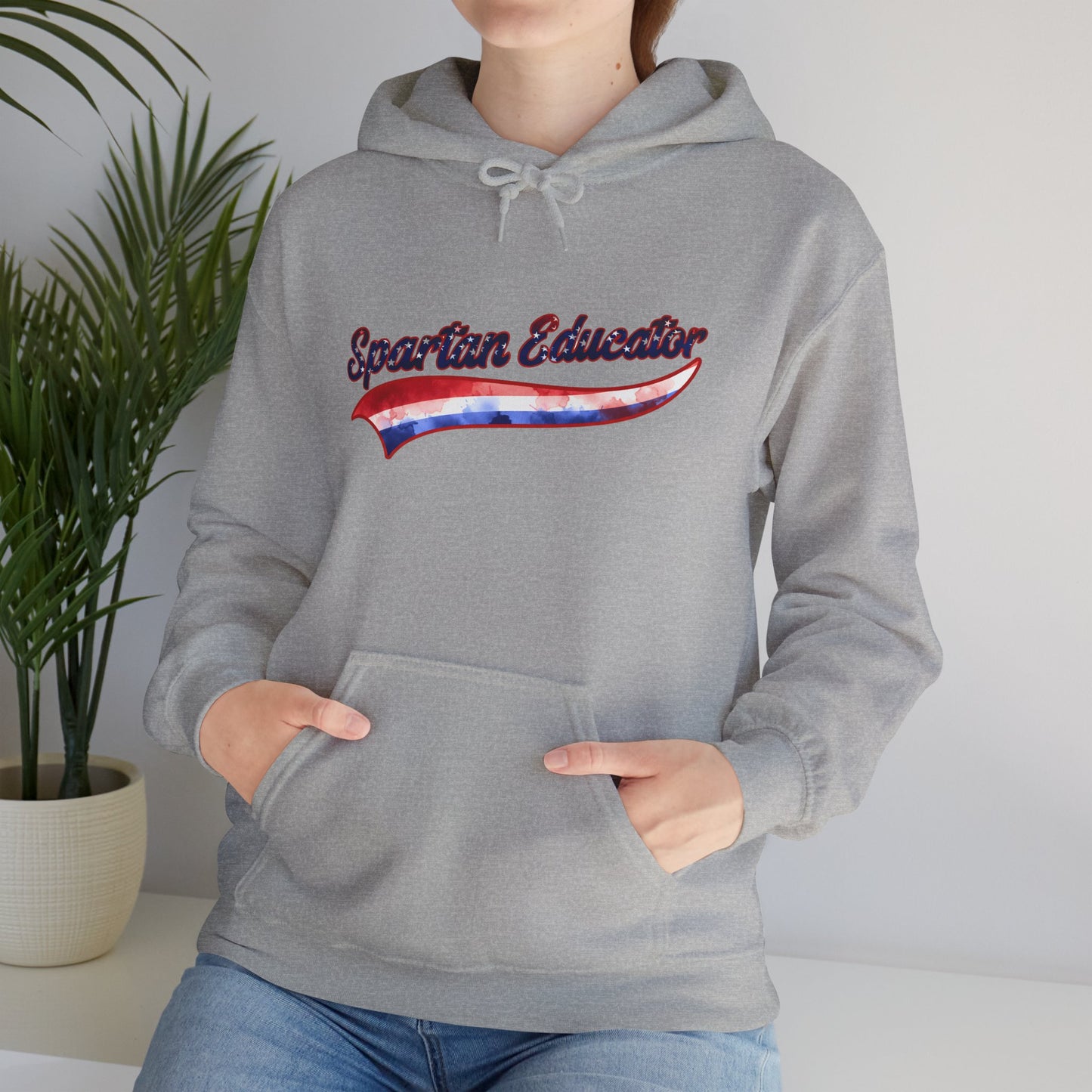 Spartan Educator Patriotic Design Gildan Hoodie
