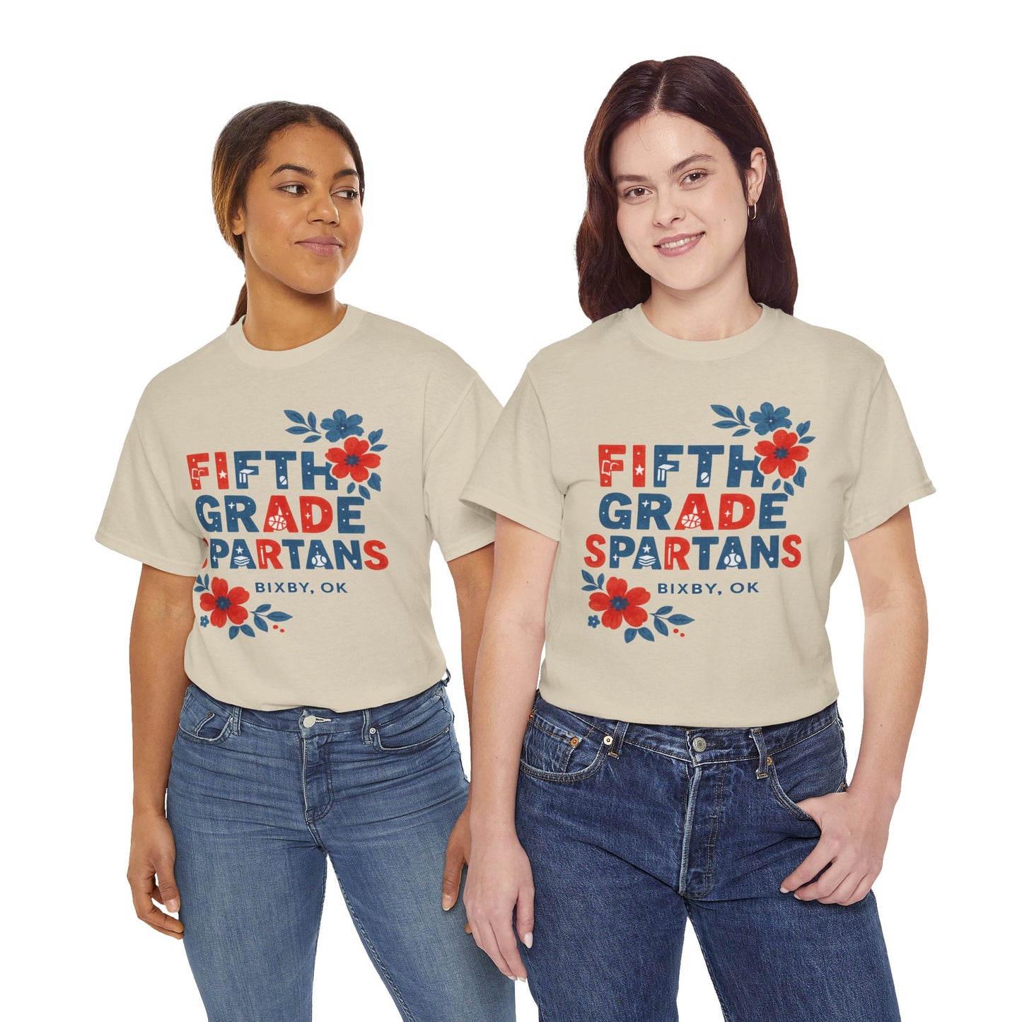 Floral Fifth Grade Spartan Gildan Tee