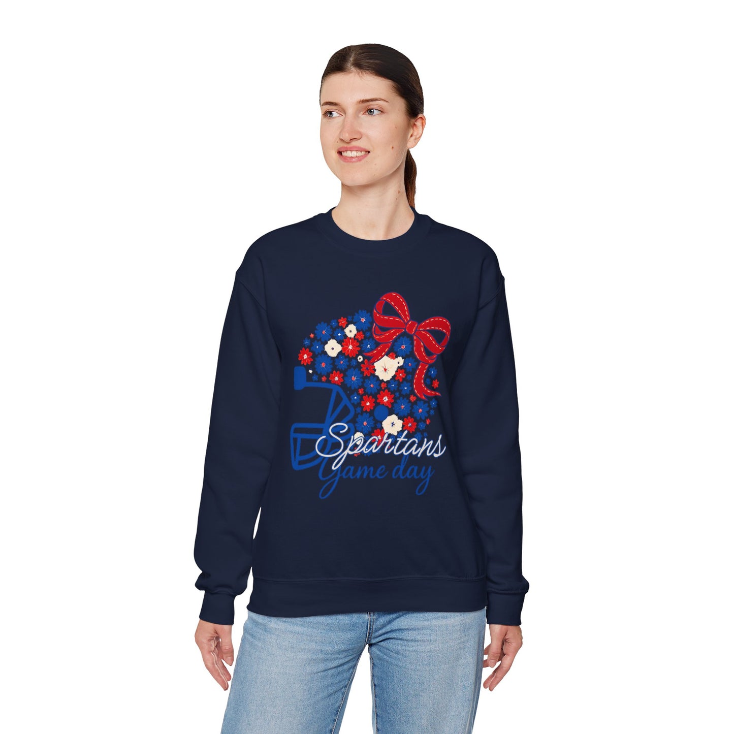 Bixby Spartan Floral Helmet Gameday Gildan Sweatshirt