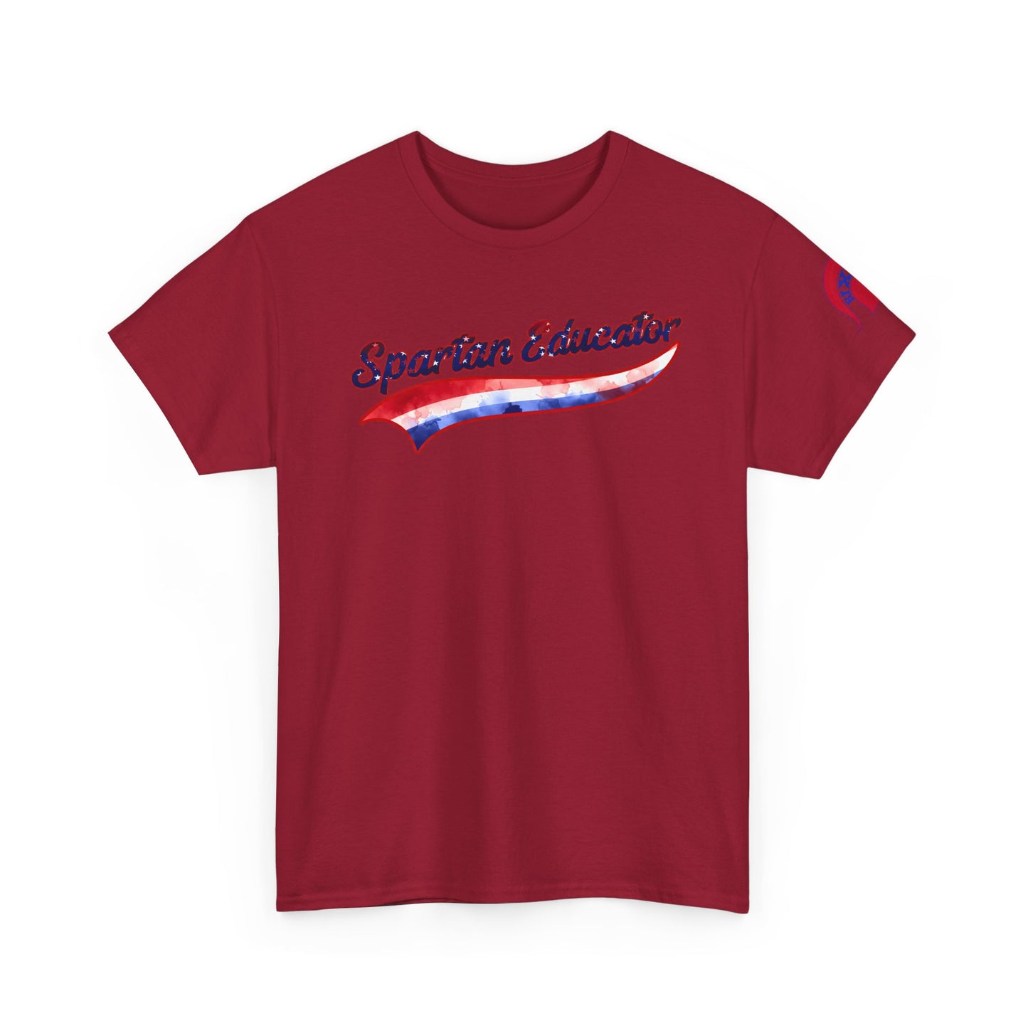 Spartan Educator Patriotic Design Gildan Tee With Sleeve Logo
