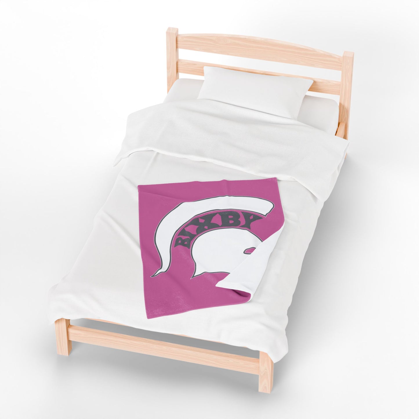 Spartan White Logo Velveteen Plush Pink Blanket