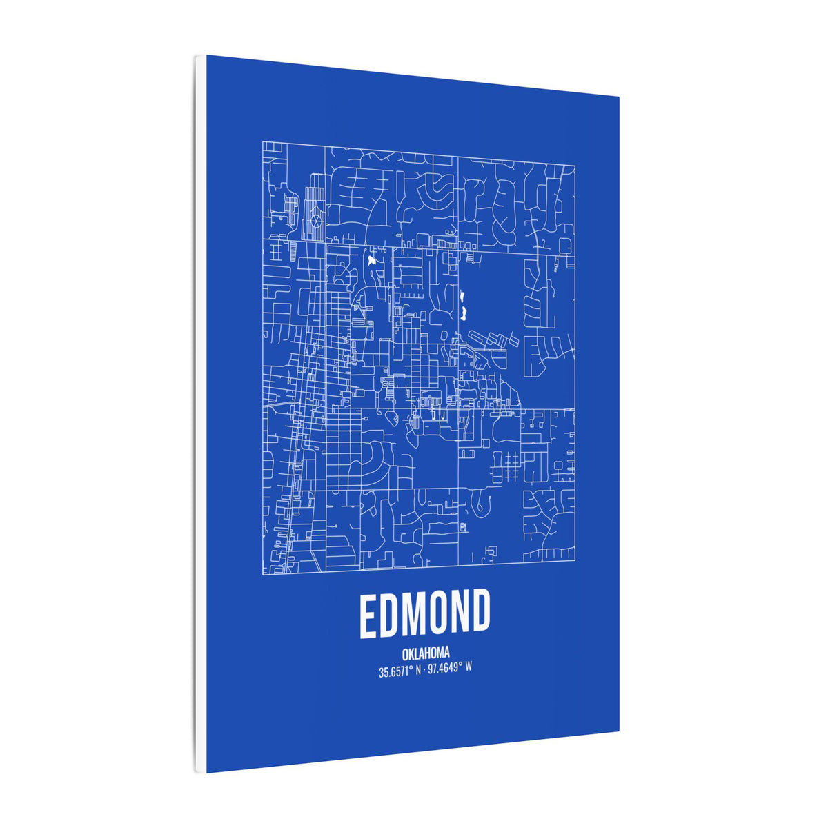 Edmond Street Map Canvas, White on Royal Blue