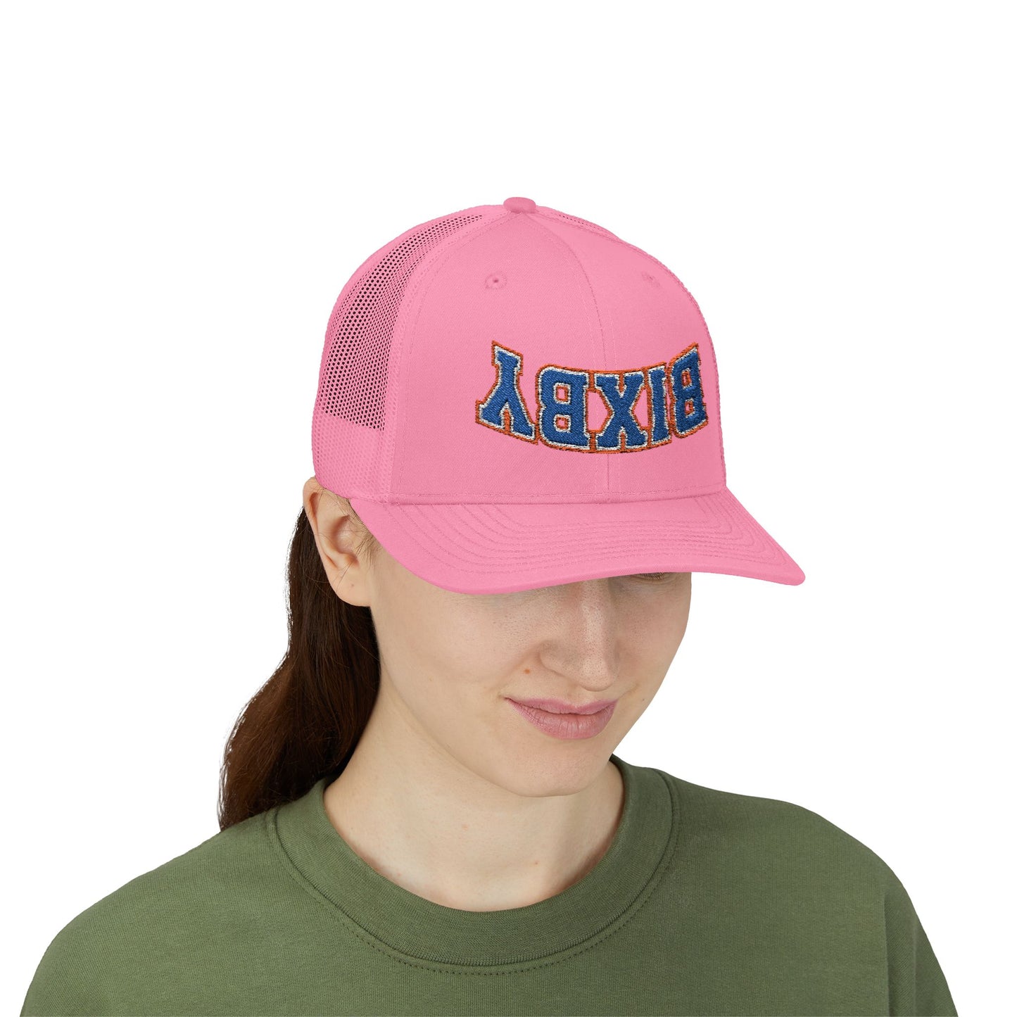Upside-Down Embroidered Bixby Trucker Snapback