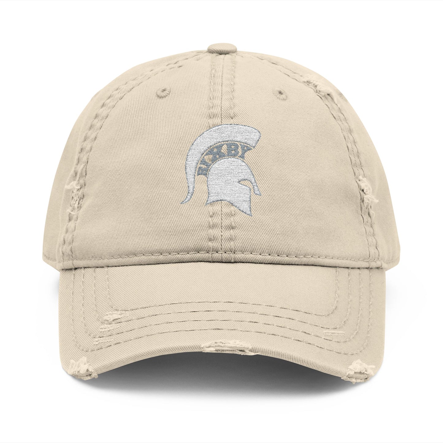 Spartan White Logo Embroidered Distressed Classic Ballcap
