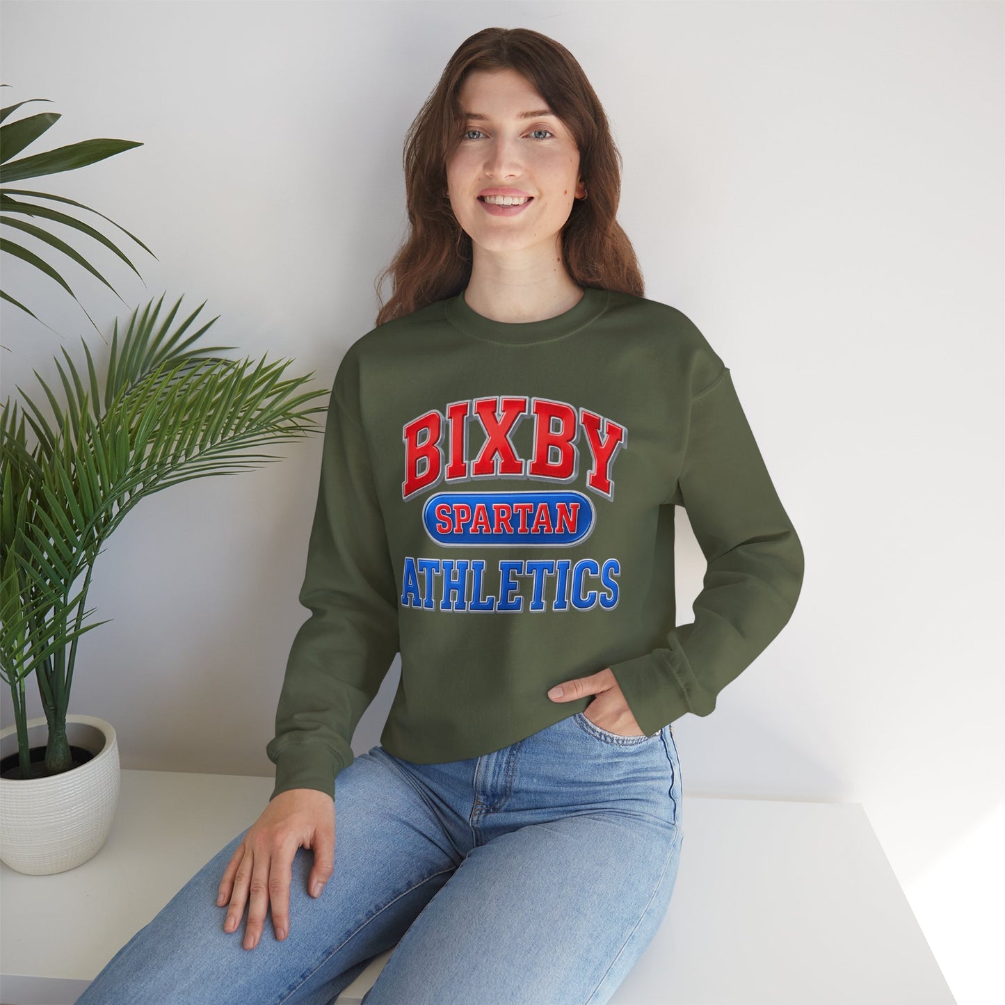 Bixby Spartan Athletics Metallic Gildan Sweatshirt
