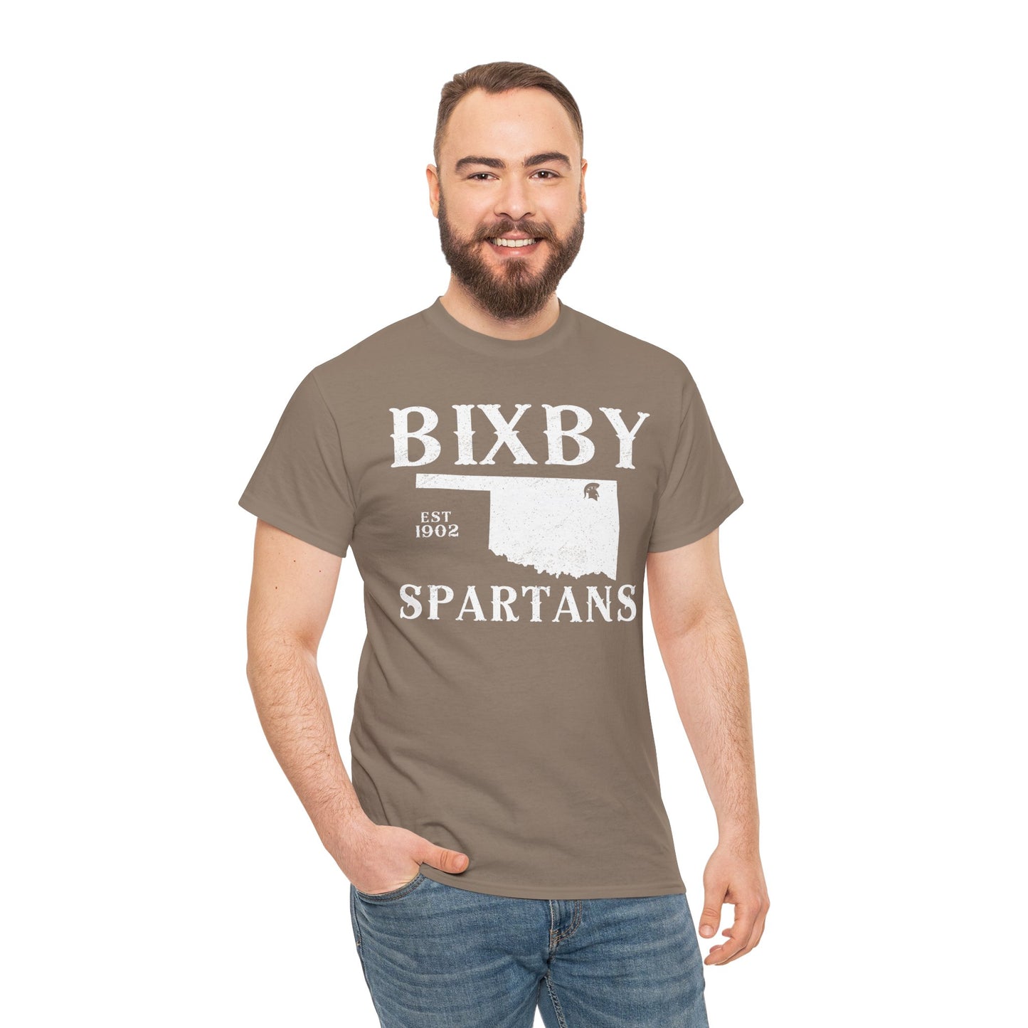 Bixby Oklahoma Spartans Distressed Grunge Effect Gildan Tee