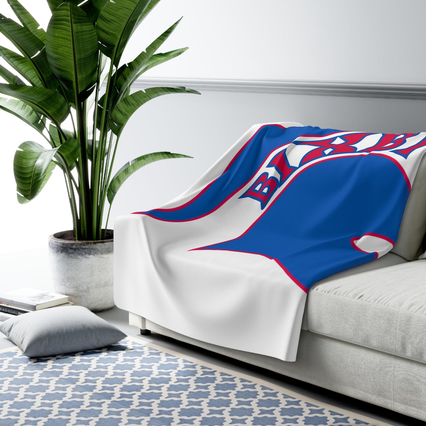 Spartan Blue Logo Sherpa Fleece Blanket