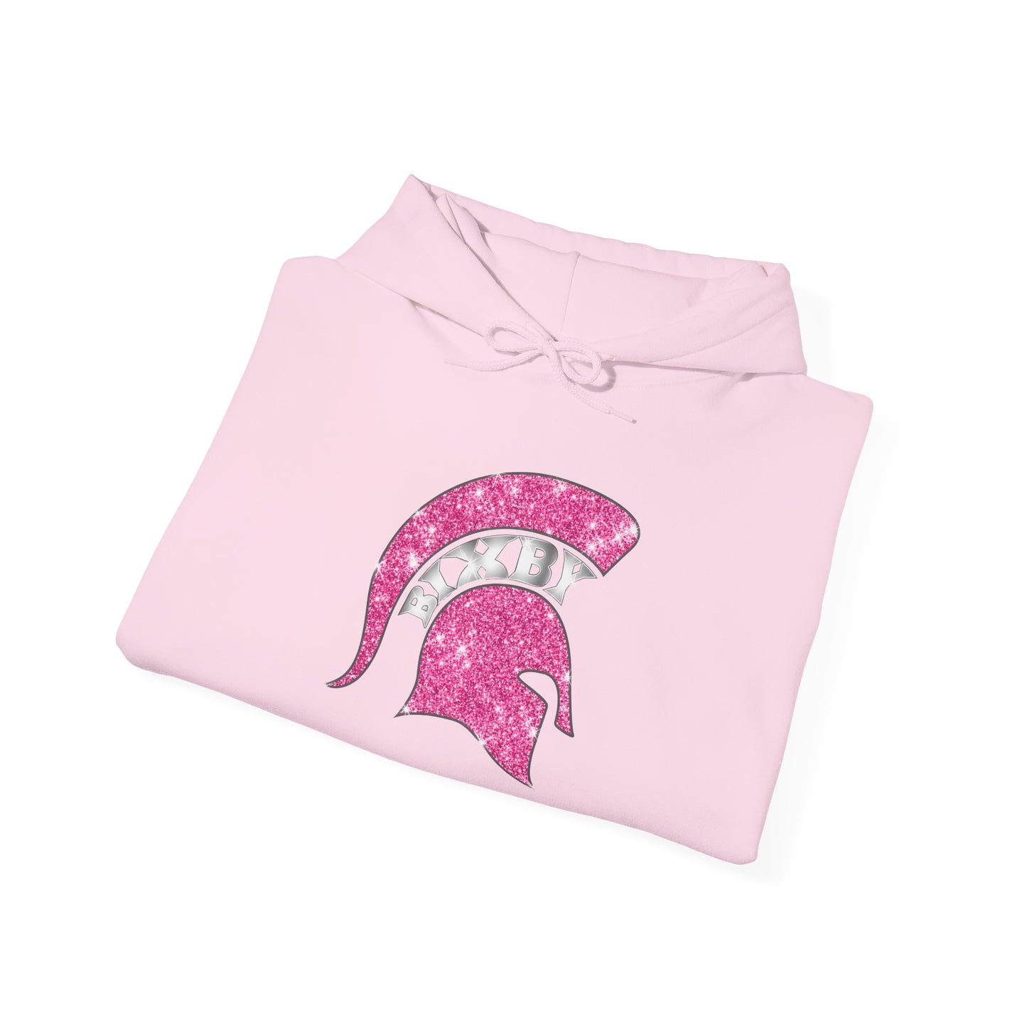 Bixby Spartan Pink Helmet Bling Gildan Hoodie