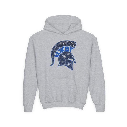 Bixby Spartans Snowflake Helmet Youth Hoodie, Kids Winter