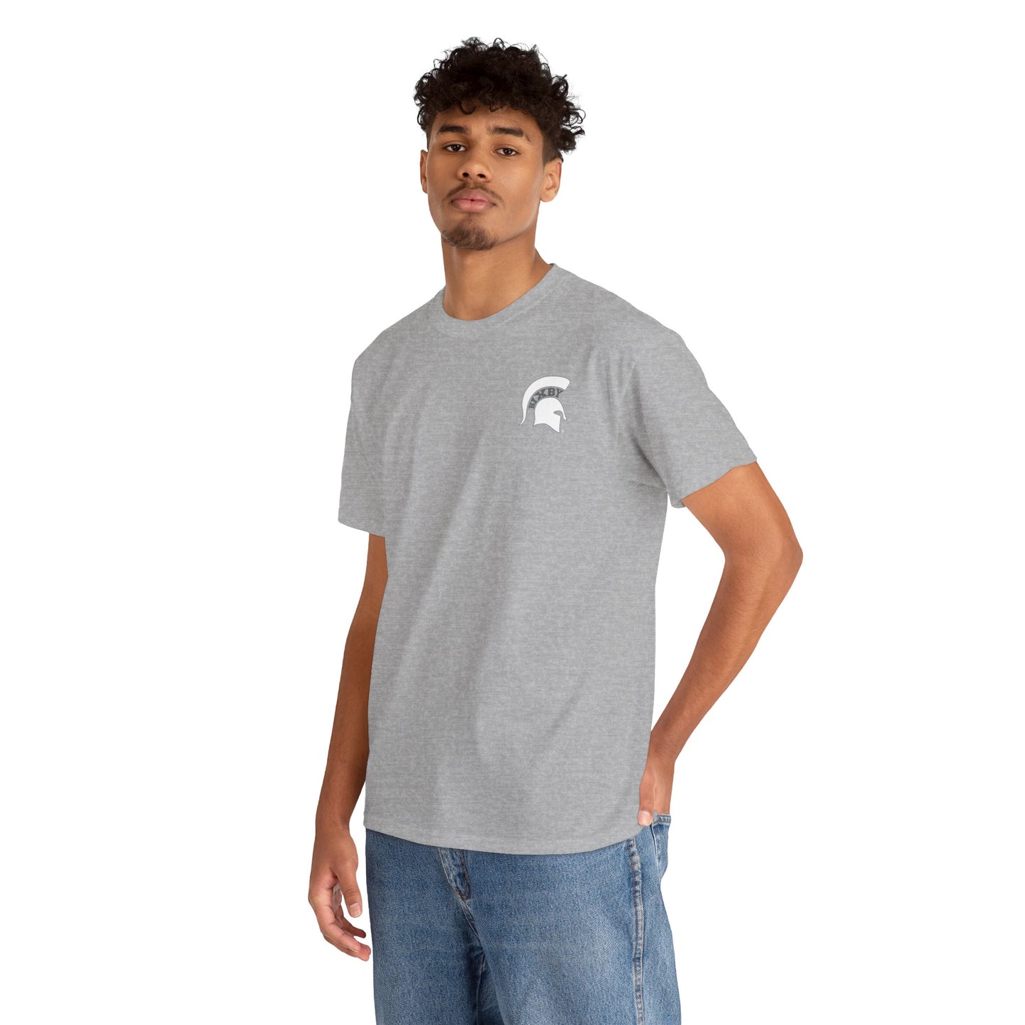 Spartan White Logo Gildan Tee