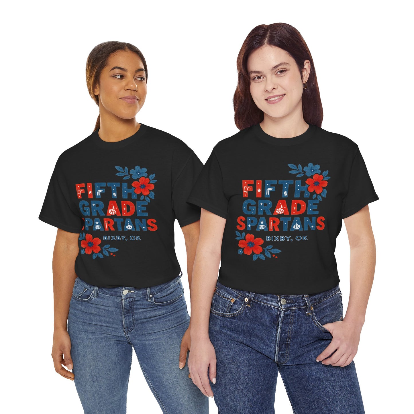 Floral Fifth Grade Spartan Gildan Tee