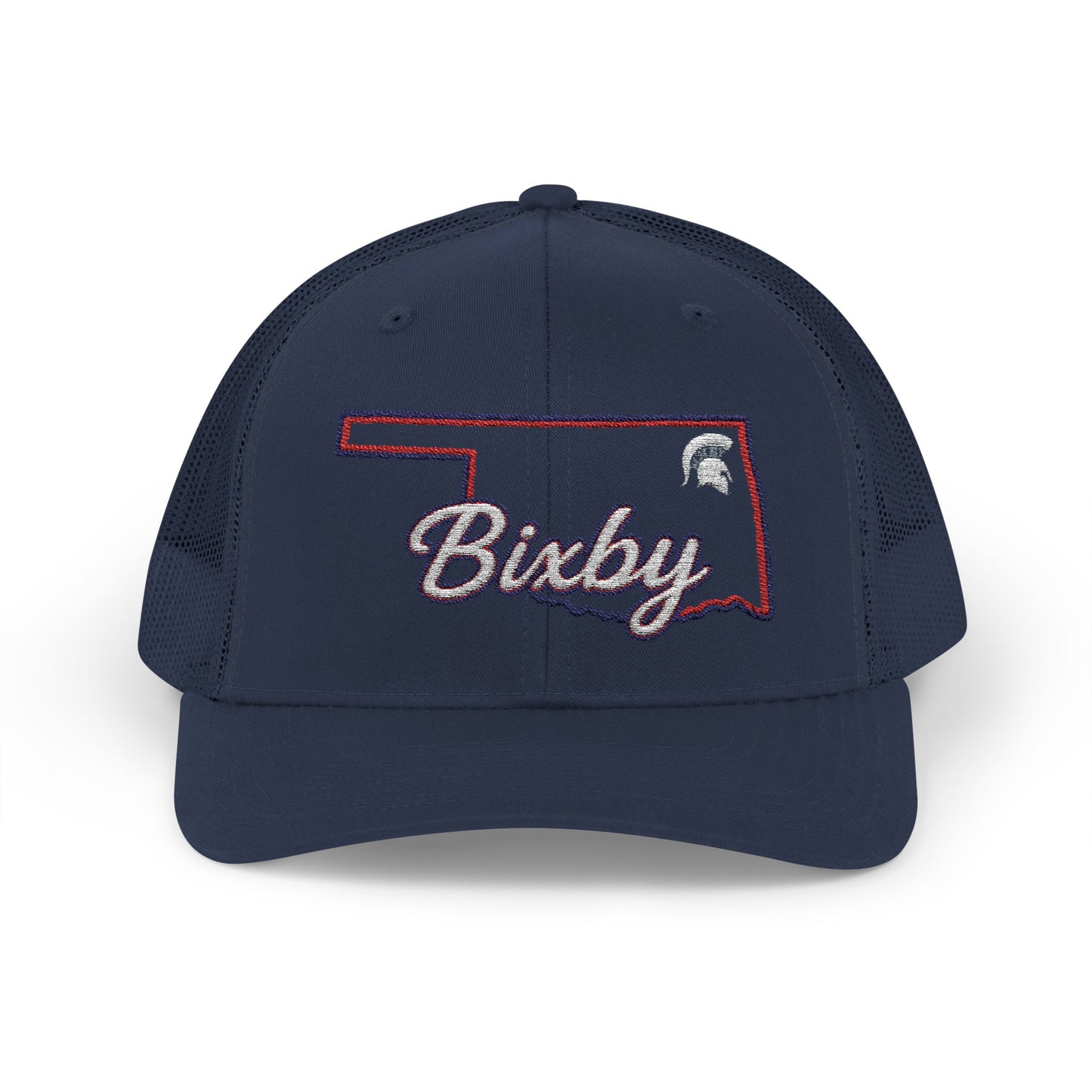 Bixby Oklahoma White Spartan Logo Trucker Snapback Hat