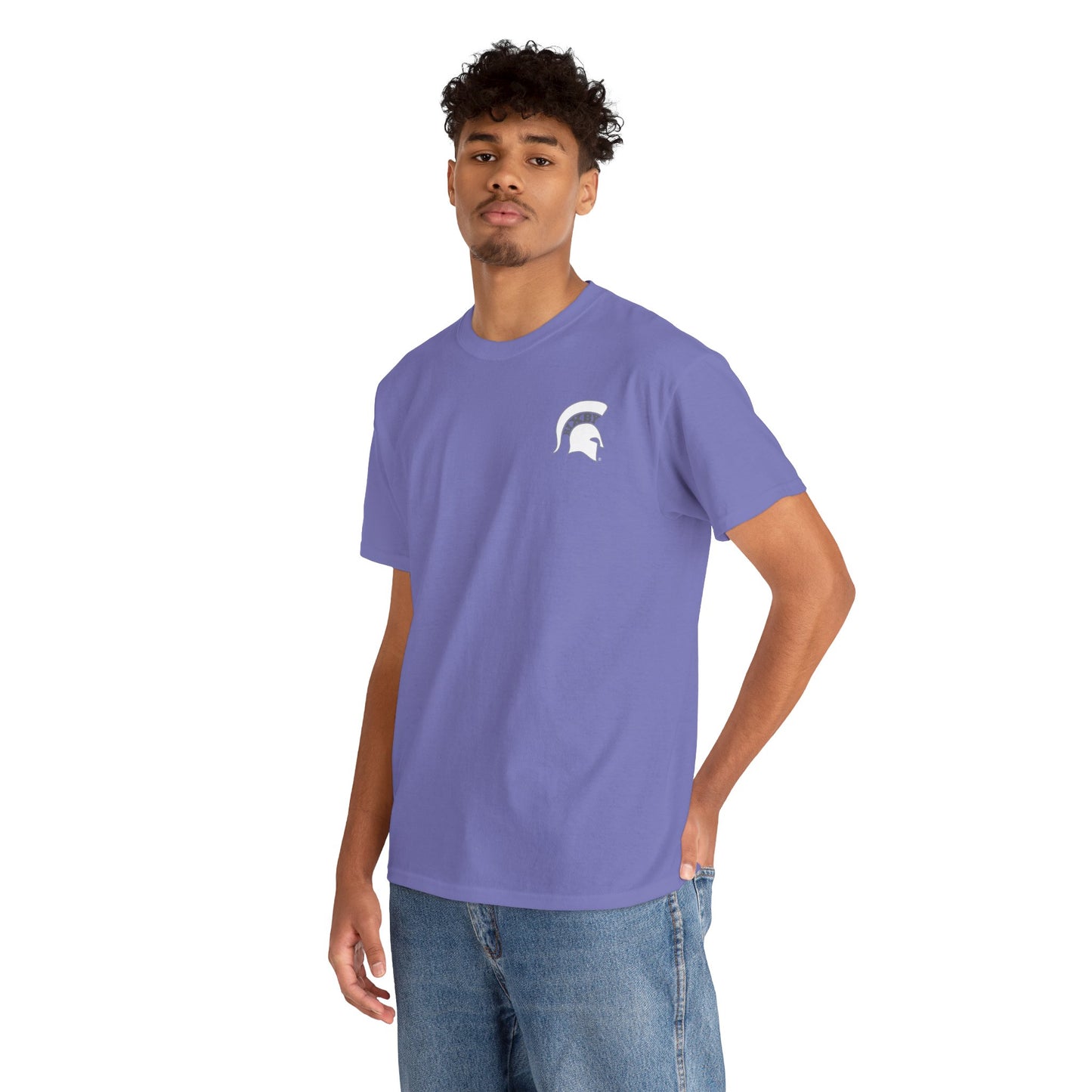 Spartan White Logo Gildan Tee