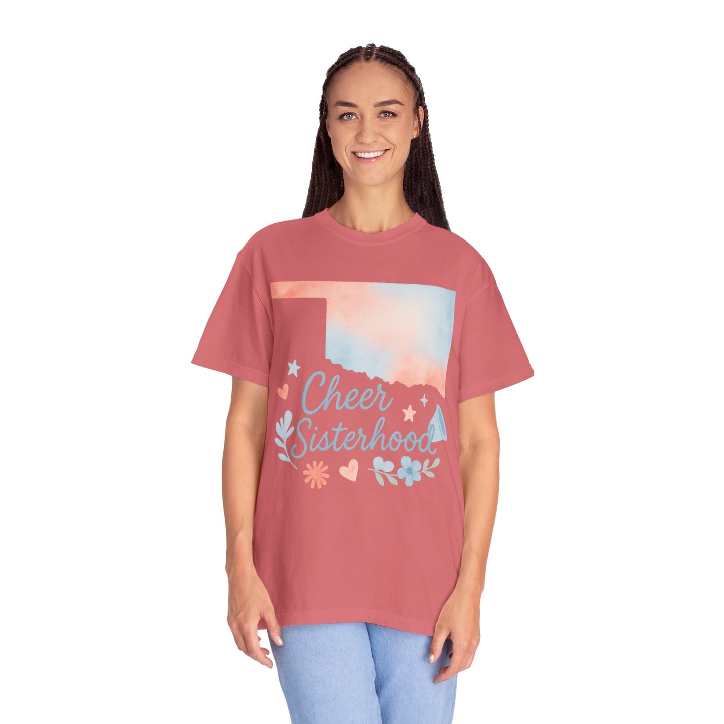 Cheer Sisterhood Bixby OK Watercolor Comfort Colors Tee
