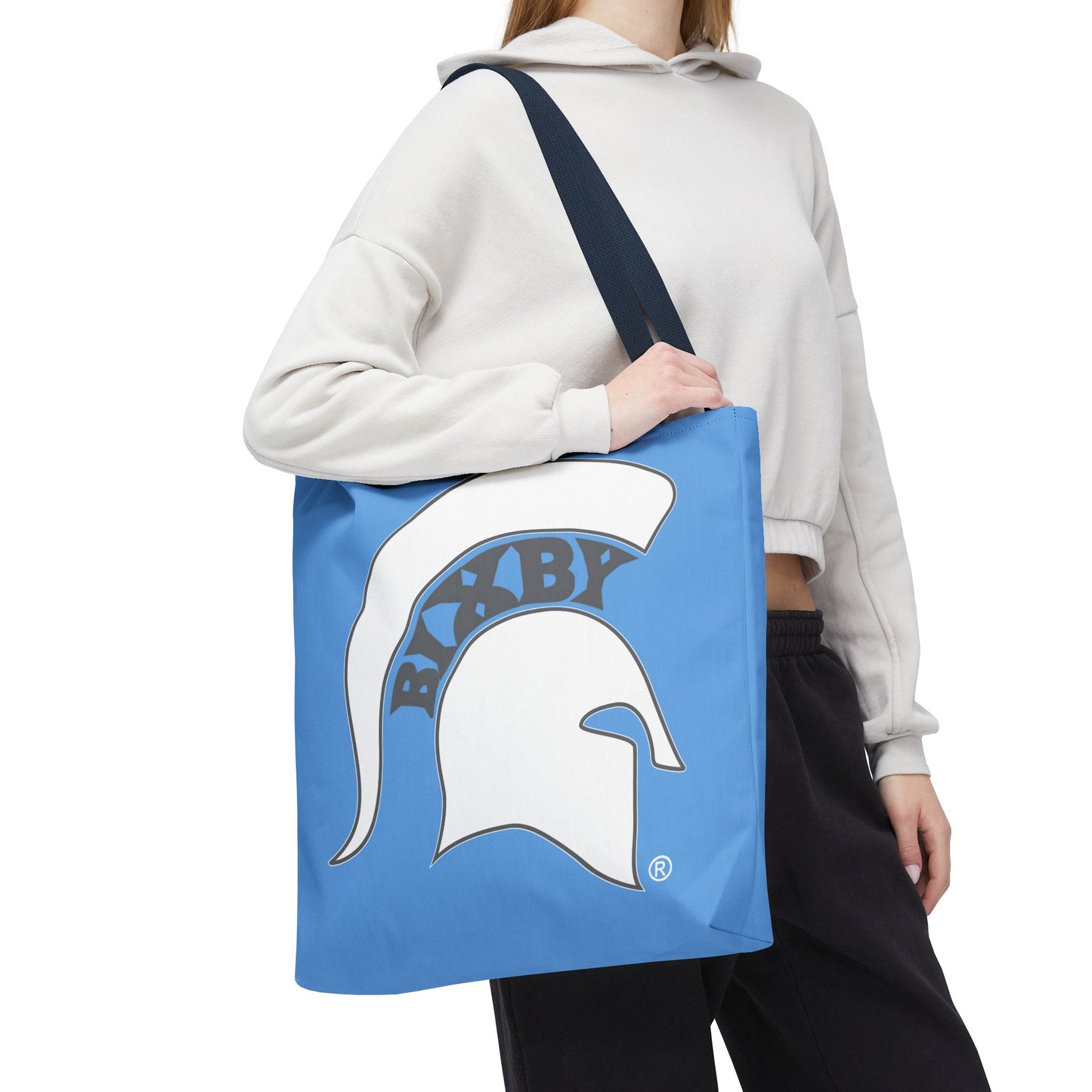 Bixby Spartans White Logo Blue Polyester Tote Bag