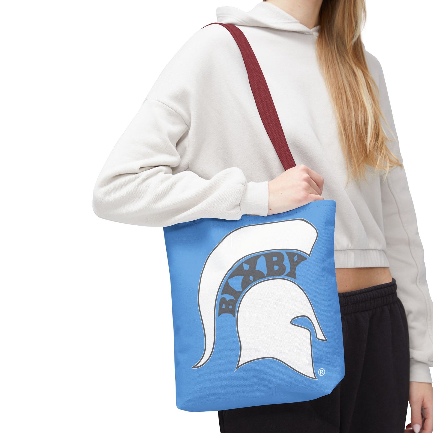 Bixby Spartans White Logo Blue Polyester Tote Bag