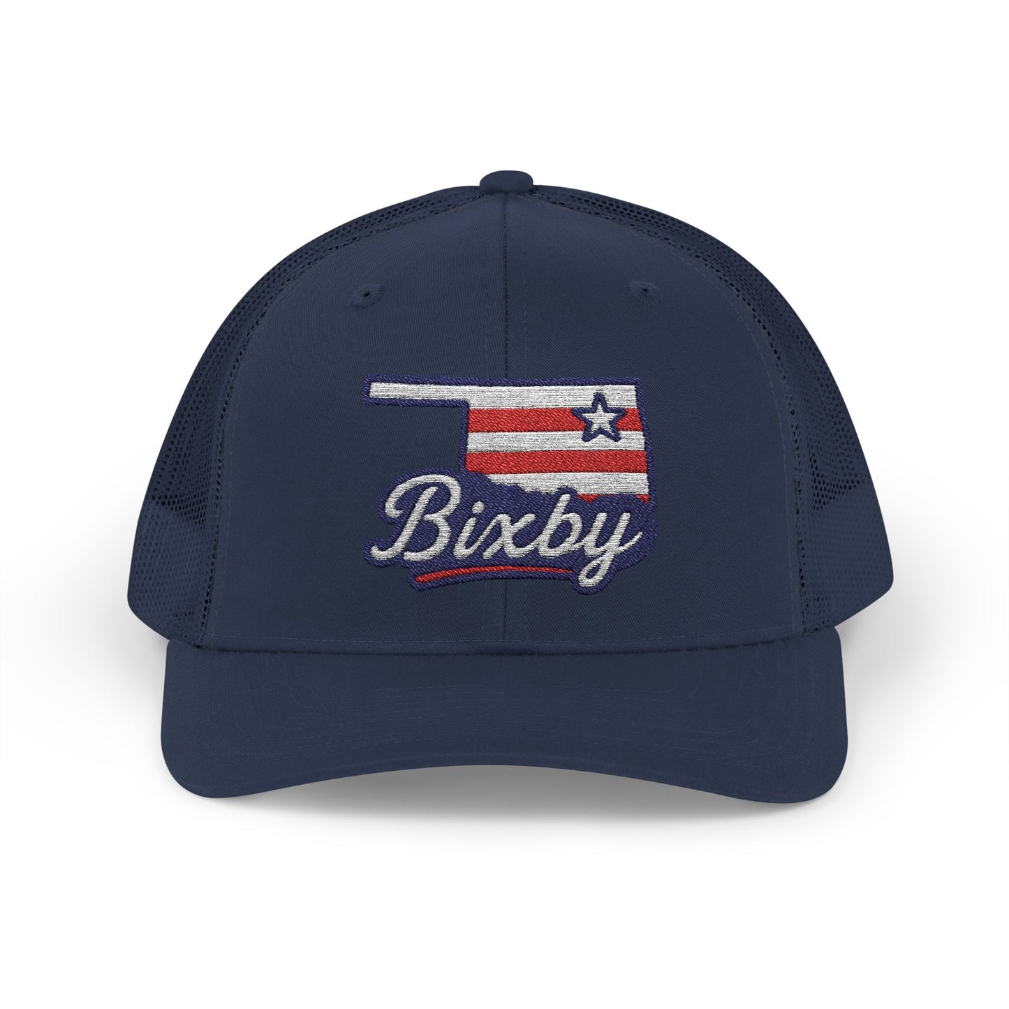 Bixby OK Red White & Blue Embroidered Trucker Snapback