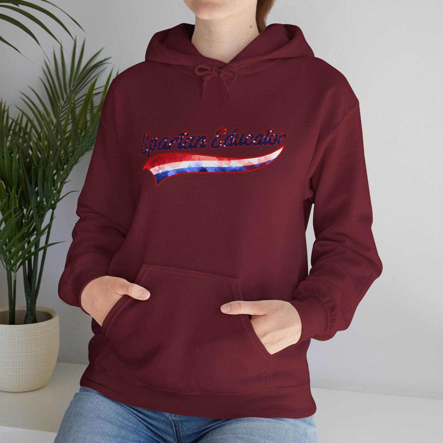 Spartan Educator Patriotic Design Gildan Hoodie