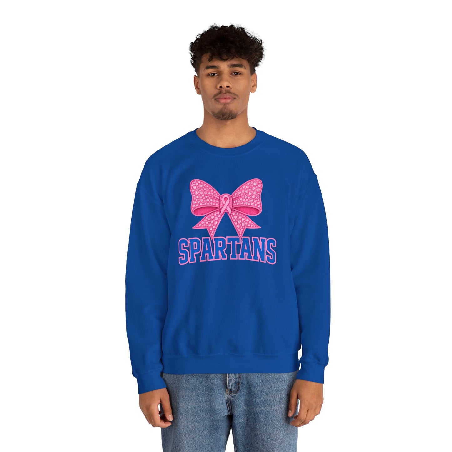 Spartan Pink Bow Cancer Awareness Gildan Sweatshirt