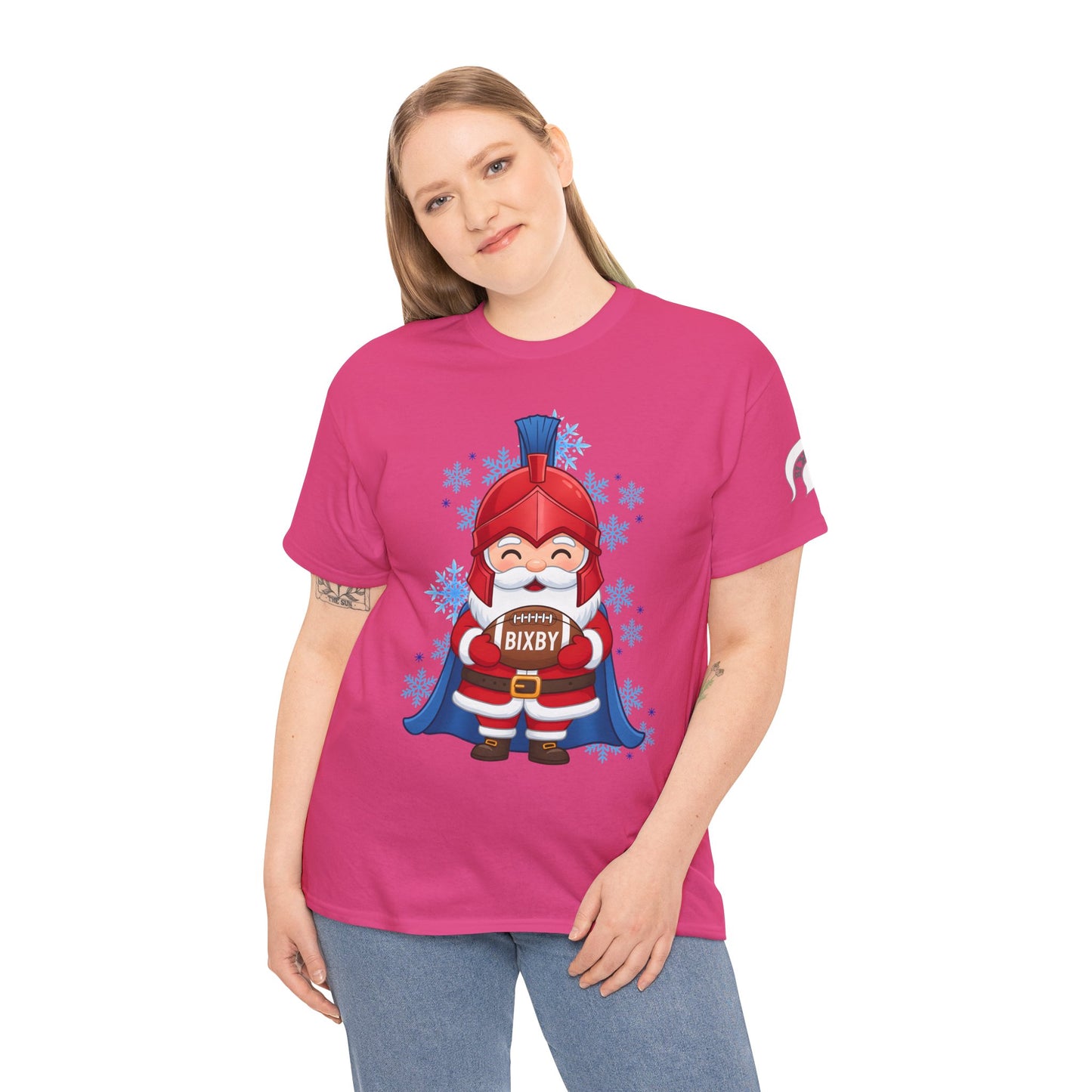Spartan Football Santa Gildan Tee With Sleeve Print