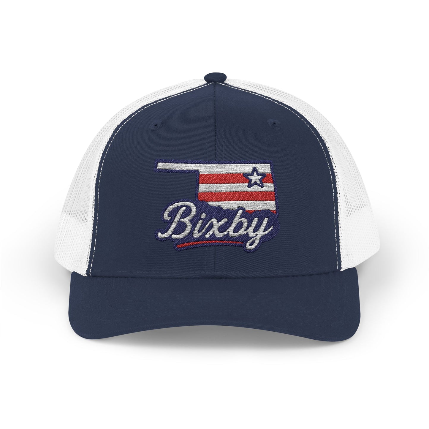 Bixby OK Red White & Blue Embroidered Trucker Snapback
